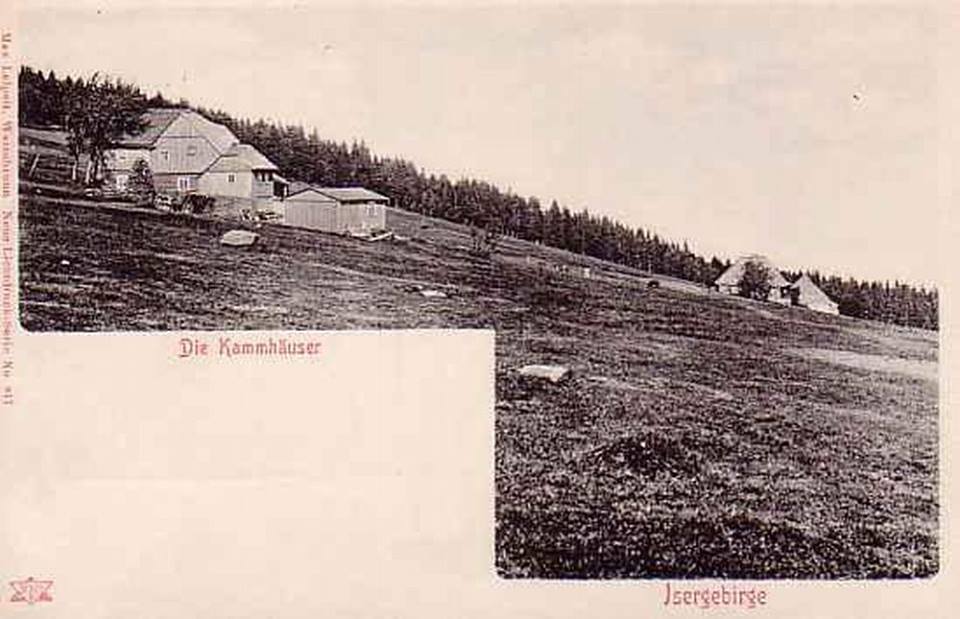 1895-1905 Kammhauser, przysiólek wsi Gross Iser, po lewej gospoda Iserkammbaude